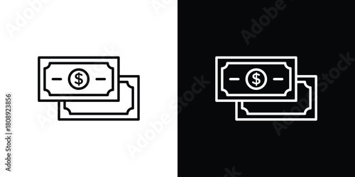 Dollar notes icon in line design. Editable stroke icon.