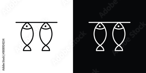 Dried fish icon in line design. Editable stroke icon.