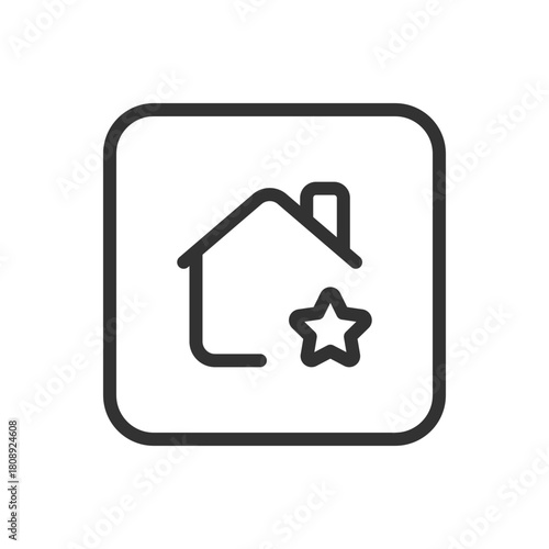 Real Estate House Favorite Star line icon – house with star outline vector for saved property, favorite listing, wishlist home UI