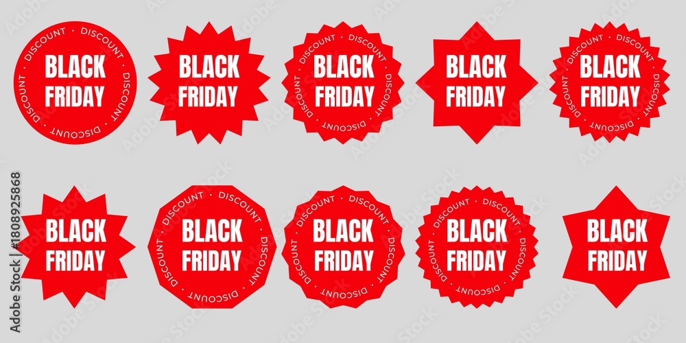 Fototapeta premium set of sale labels, black Friday sale tags, set of discount labels black Friday, set of discount tags black Friday