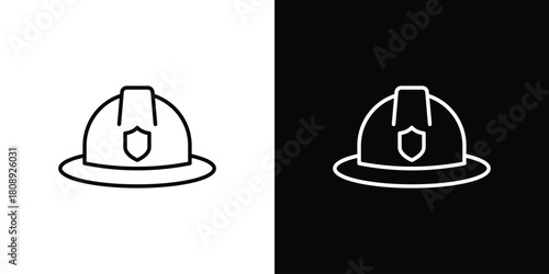 Firefighter hat icon in line design. Editable stroke icon.