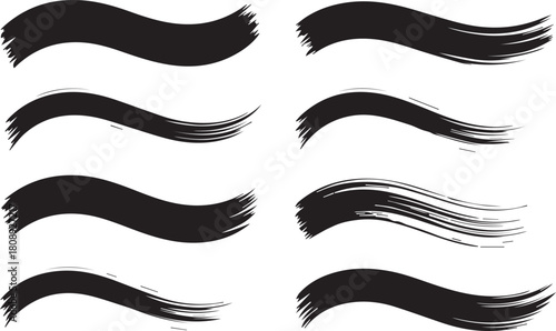 Brush stroke set on white background