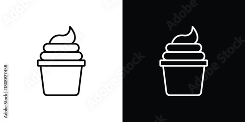 Frozen yogurt icon in line design. Editable stroke icon.
