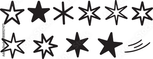 Star hand drawn doodle icons collection