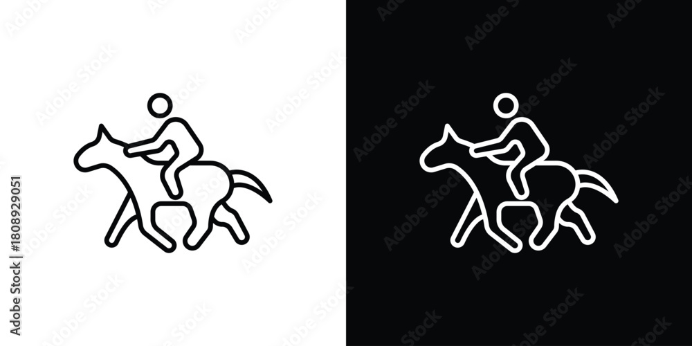 Fototapeta premium Horse riding icon in line design. Editable stroke icon.