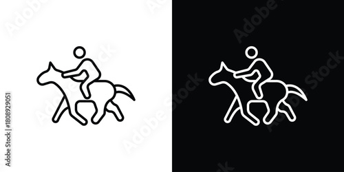 Horse riding icon in line design. Editable stroke icon.