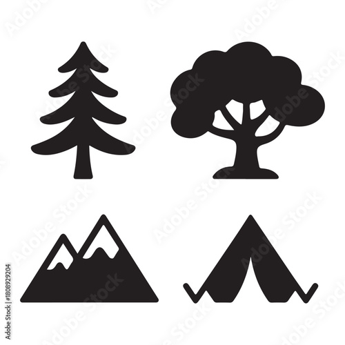 Forest mushroom group organic nature art