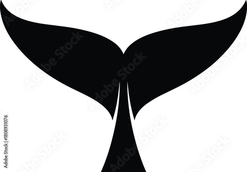 Whale tail silhouette, ocean wildlife symbol, marine nature icon, aquatic animal fin artwork, black minimalist sea life illustration, nautical design