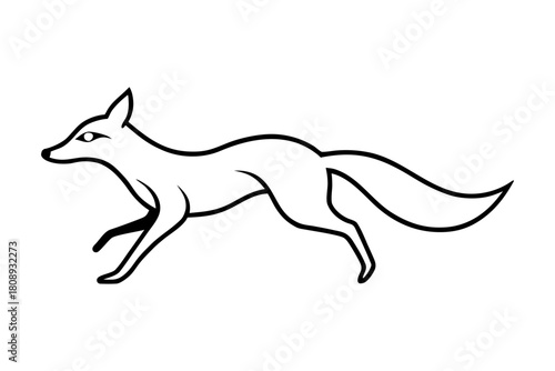 Bild auf Leinwand Running fox outline drawing