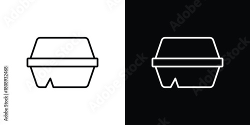 Lunch box icon in line design. Editable stroke icon.