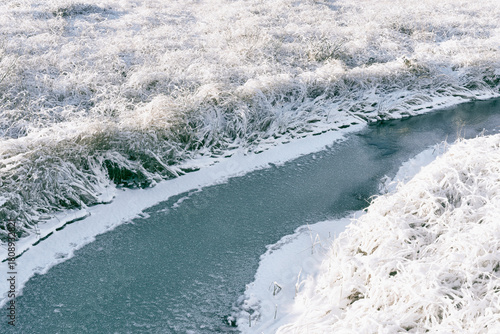 Vindfloelva River passing through the Vindflomyrene Wetland Reserve of the Totenåsen Hills, Norway, November 2025.
