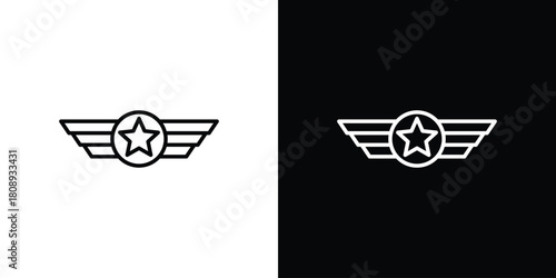 Militar Insignia icon in line design. Editable stroke icon.