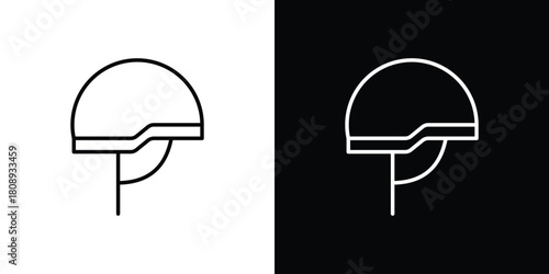 Military Helmet icon in line design. Editable stroke icon.