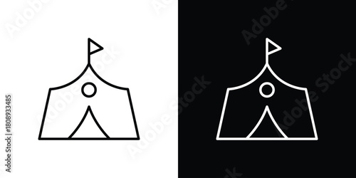 Military tent icon in line design. Editable stroke icon.