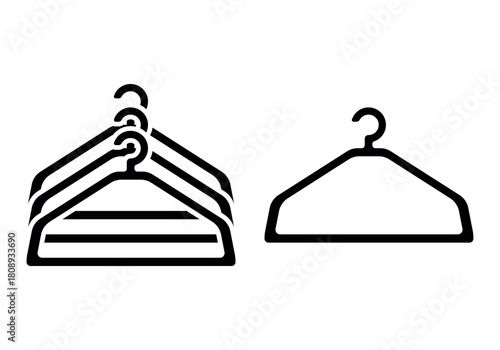 Hanger icons. Many hangers and one. Symbol for the availability of clothing.