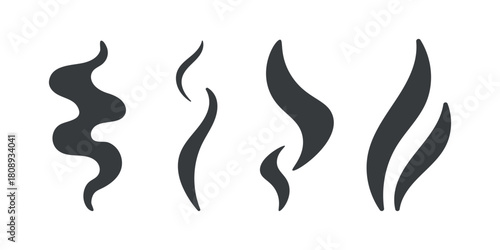 Silhouette of steam from hot dishes and drinks. Steam set.