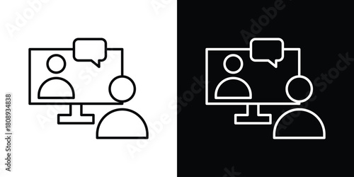 Online coaching icon in line design. Editable stroke icon.