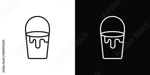 Paint bucket icon in line design. Editable stroke icon.