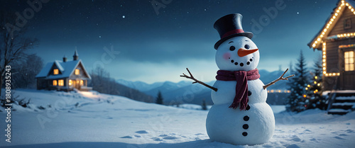 snowman outdoor in a quiet winter wonderland