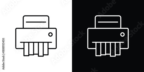 Paper shredder icon in line design. Editable stroke icon.