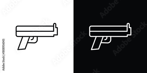 Pistol icon in line design. Editable stroke icon.