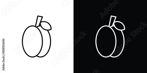 Plum icon in line design. Editable stroke icon.