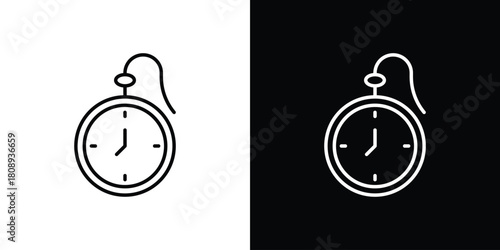 Pocket watch icon in line design. Editable stroke icon.