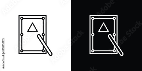 Pool table icon in line design. Editable stroke icon.