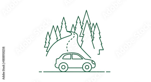 Scenic drive through a winding forest road, evoking adventure and nature exploration.