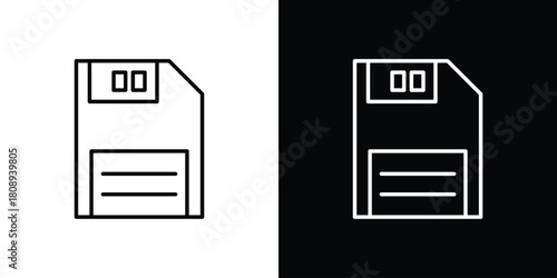 Save file icon in line design. Editable stroke icon.