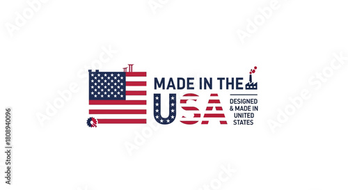 Proudly Made in the USA emblem with patriotic flag design, symbolizing domestic production and national craftsmanship