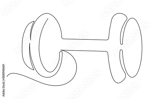 Continuous line drawing of gym dumbbell icon minimalist style isolate