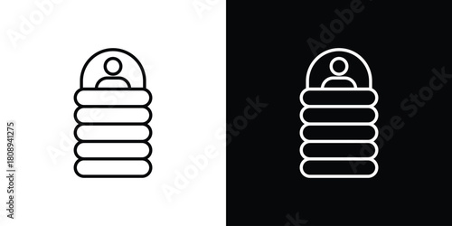 Sleeping bag icon in line design. Editable stroke icon.