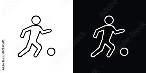 Soccer player icon in line design. Editable stroke icon.
