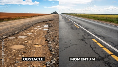 Road comparison showing rough road versus smooth highway surfaces