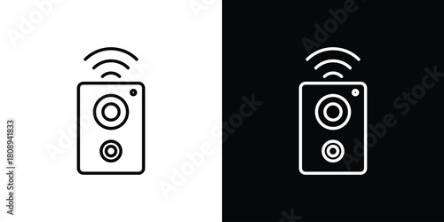 Soundbox icon in line design. Editable stroke icon.