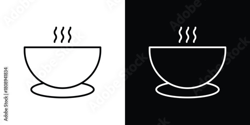 Soup bowl icon in line design. Editable stroke icon.