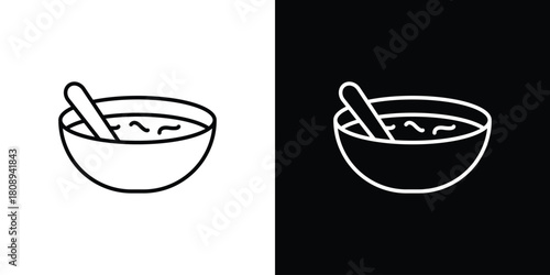 Sour soup icon in line design. Editable stroke icon.