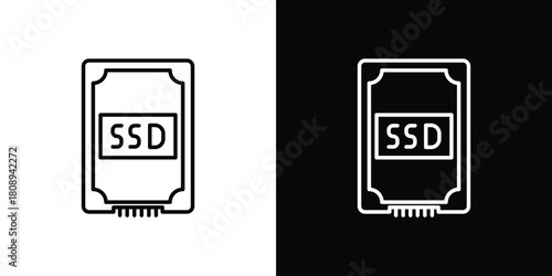SSD icon in line design. Editable stroke icon.