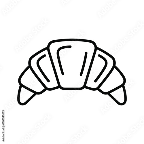 A simple line art icon of a croissant, a popular french pastry, often served for breakfast