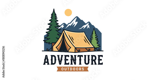 Adventure Outdoors Explore Nature's Wonders with a Tent, Mountains, and Majestic Trees for Your Travels