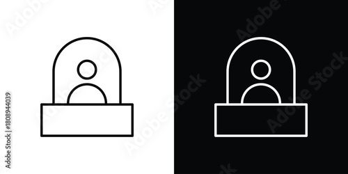 Ticket office icon in line design. Editable stroke icon.
