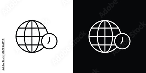 Time zones icon in line design. Editable stroke icon.