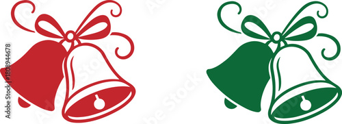 Christmas bell sketch for or wedding with bow vector eps