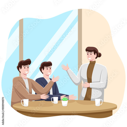 A Company Leader is Giving Instructions to Two Employee