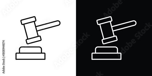 Trial hammer icon in line design. Editable stroke icon.