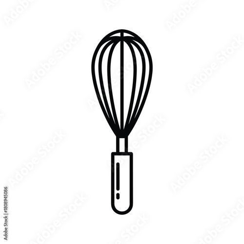 Basic kitchen whisk utensil in a clean line art style, ideal for cooking blogs or culinary icons
