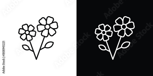 two flowers icon in line design. Editable stroke icon.