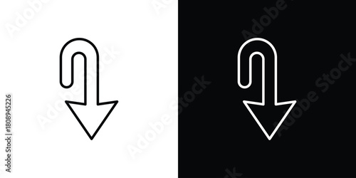 U turn icon in line design. Editable stroke icon.