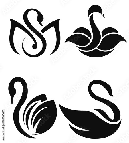 Fototapeta Naklejka Na Ścianę i Meble -  drawing swan illustrations design for template.